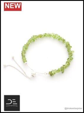 Natural Peridot Bolo Bracelet Women Sterling Silver Adjustable Box Chain August